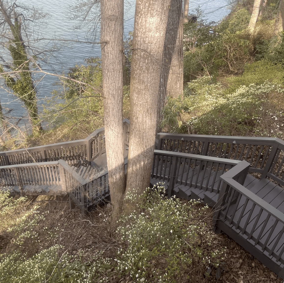 Deck painting and wood staining project on a Lake Norman home by Trailblaze Paints
